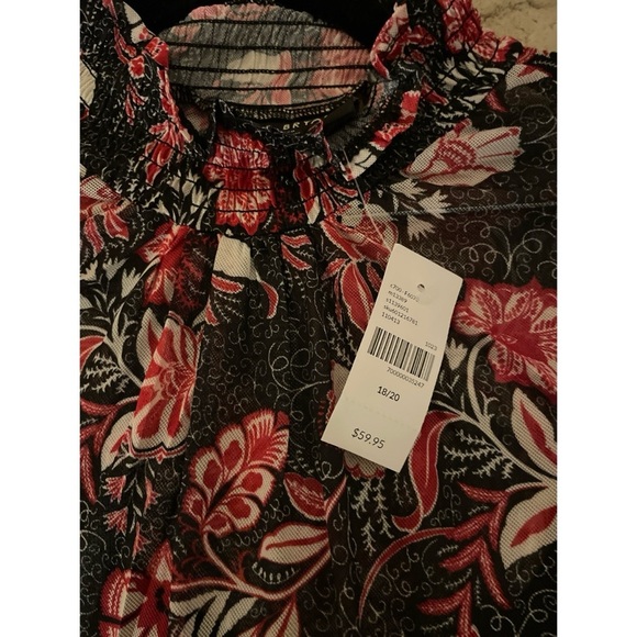 Lane Bryant Red Floral Mock Neck Long Sleeve Blouse Size 18/20 New With… - Picture 5 of 6